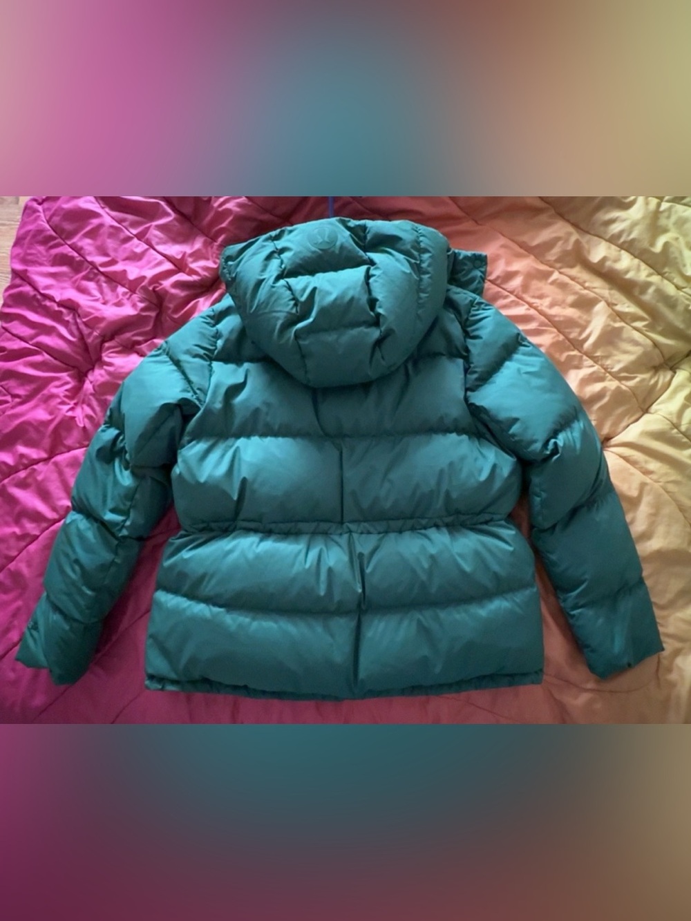 lululemon Women’s Wunder Puff hooded Jacket green L 600 Fill. - Picture 6 of 9